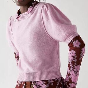 Staycation cashmere short puff sleeve sweater